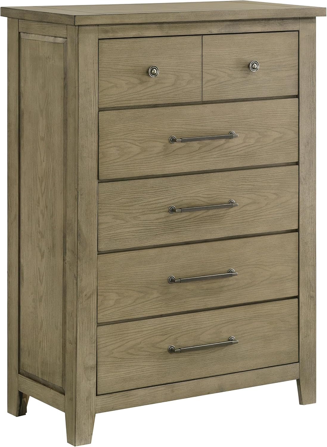 Coaster Home Furnishings - Hazlewood - Wood - 5-Piece Bedroom Set with Rustic Style, Slatted Headboard and Metallic Accent - Bedroom - Queen Size - Vineyard Oak - 207531Q-S5