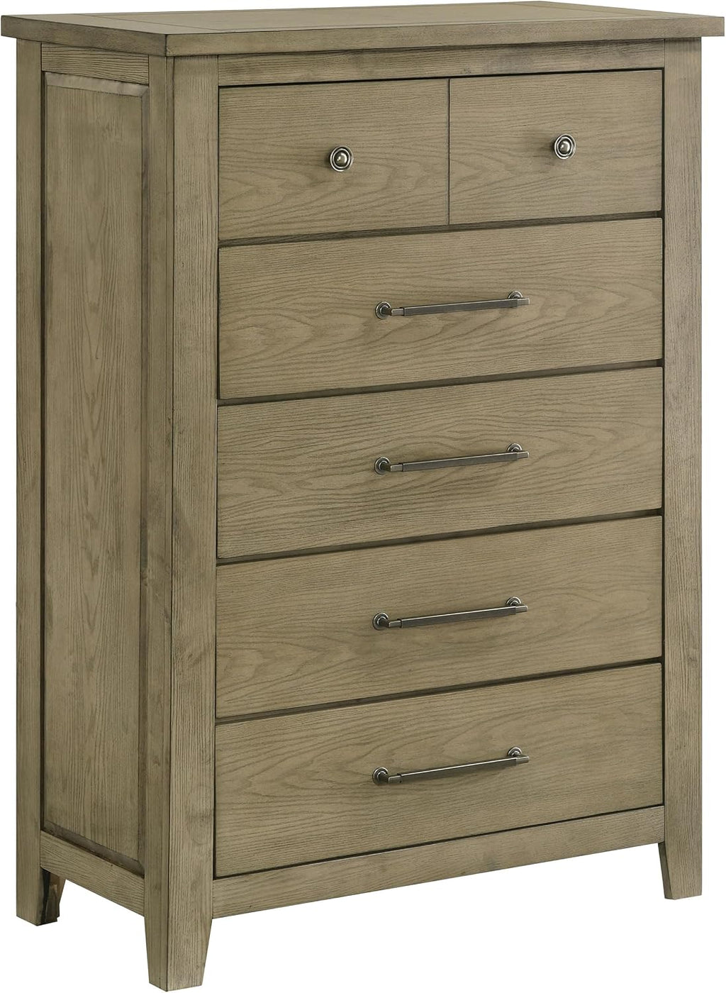Coaster Home Furnishings - Hazlewood - Wood - 5-Piece Bedroom Set with Rustic Style, Slatted Headboard and Metallic Accent - Bedroom - Eastern King Size - Vineyard Oak - 207531KE-S5
