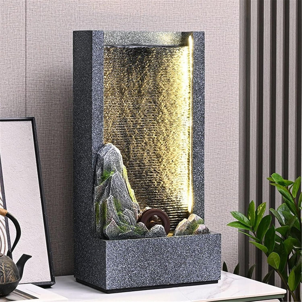 Tabletop Fountain Tabletop Fountain Minimalist Rockery Curtain Wall Water Ornaments for Office Indoor Decoration