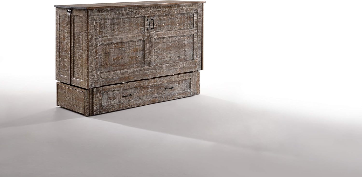 Night & Day Furniture Murphy Cabinet Convertible Bed - Queen Size-with Tri-Fold Premium Memory Foam Mattress (White Bark)