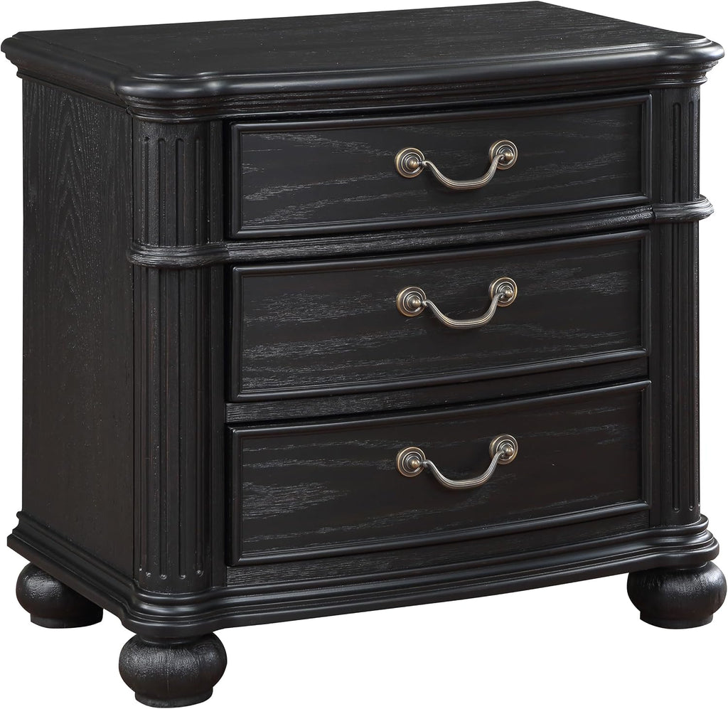 Coaster Home Furnishings Celina Traditional 4-Piece Bedroom Set Fabric Upholstered Queen Size Four-Poster Bed Frame 67-inch Headboard Black 224761Q-S4