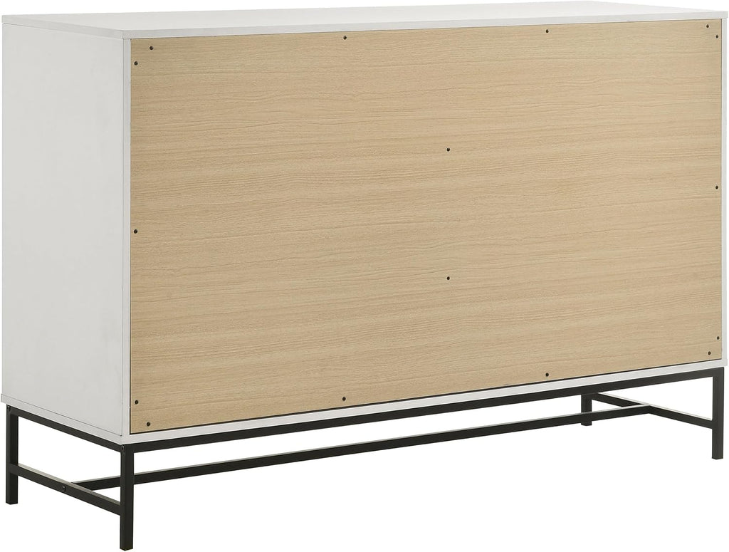 Coaster Home Furnishings Sonora Contemporary 5-Piece Bedroom Set Leatherette Upholstered Eastern King Size Panel Bed Frame 54-inch Headboard White 224861KE-S5