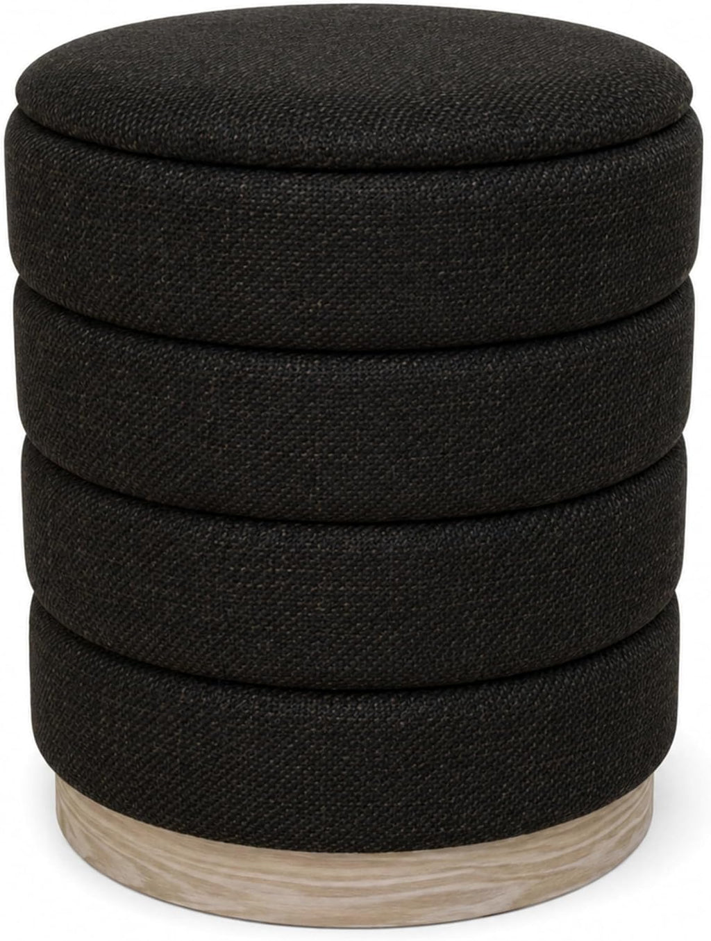 Ottoman Collection Stylish Linen Cylinder Storage Chocolate Round Footrest Vanity Stool Furniture Living Room Small Bench 16' L X16 W X 17' H