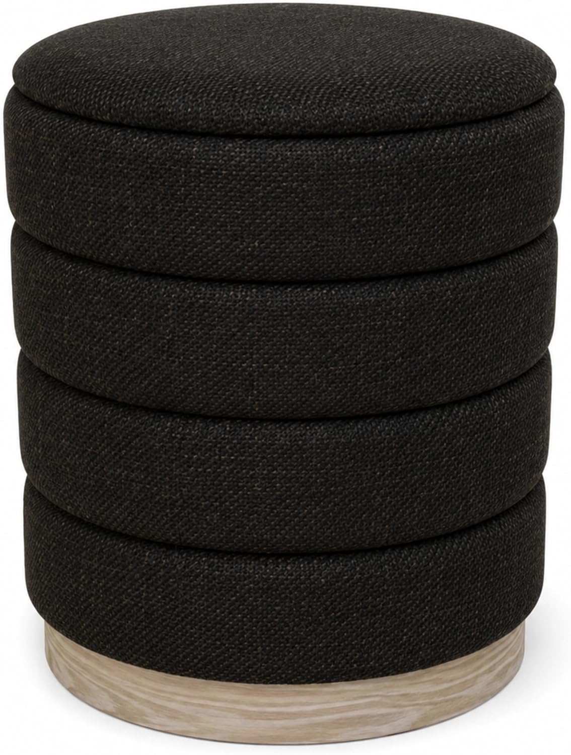 Ottoman Collection Stylish Linen Cylinder Storage Chocolate Round Footrest Vanity Stool Furniture Living Room Small Bench 16' L X16 W X 17' H
