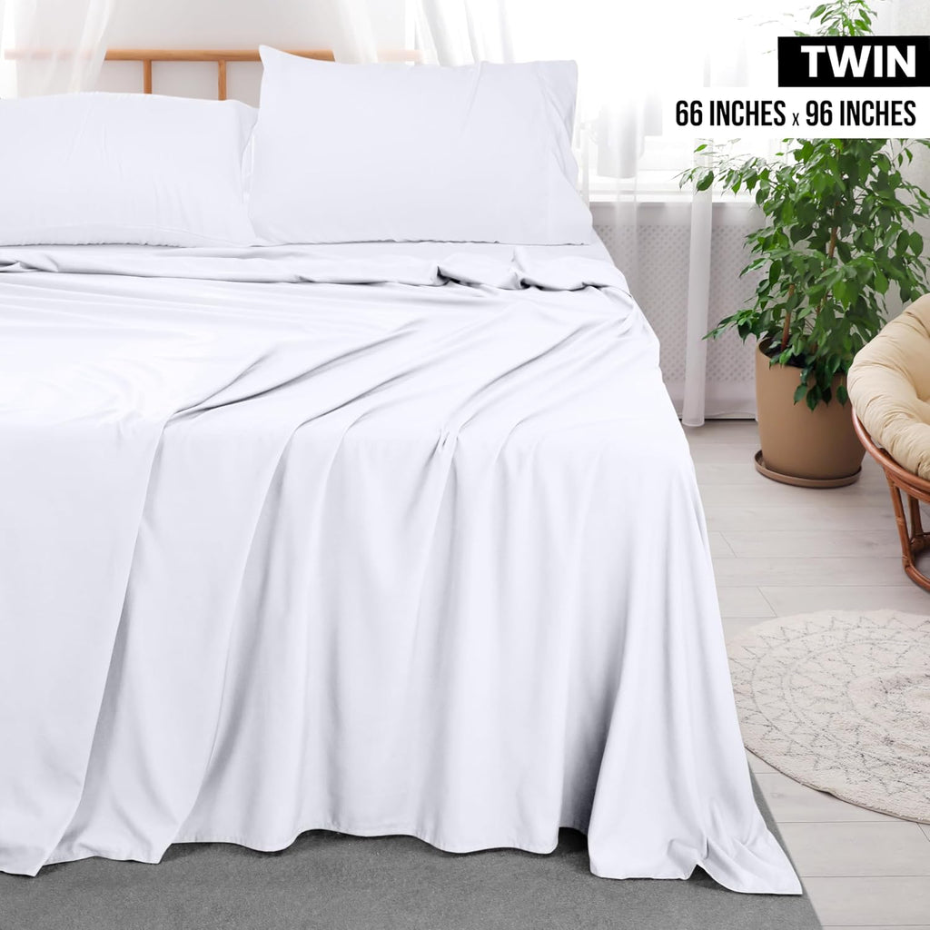 Utopia Bedding Flat Sheets - Pack of 20 - Soft Brushed Microfiber Fabric - Shrinkage & Fade Resistant Top Sheet - Easy Care (Twin, White)