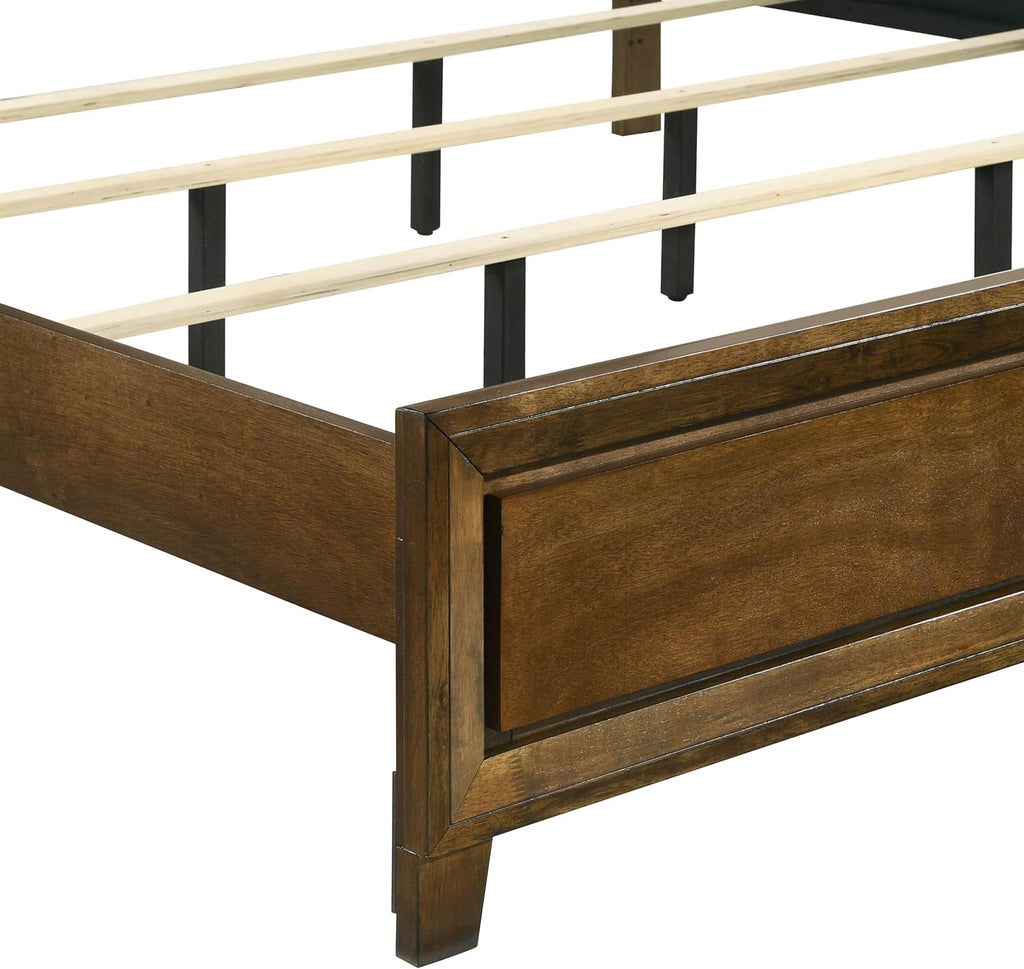 New Classic Furniture Ballard 5-Piece Wood King Bedroom Set with 2-Nightstands, Walnut Brown