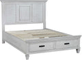 Coaster Home Furnishings Franco Farmhouse 4-Piece Bedroom Set Eastern King Size Storage Panel Bed Frame 57-inch Headboard Distressed White 205330KE-S4
