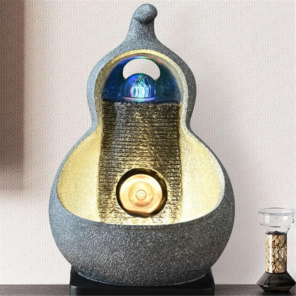 Tabletop Fountain Resin Tabletop Fountain Circulating Waterscape Decoration for Home and Office(Blue)