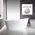 WOODBRIDGE 67'Freestanding White Acylic Soaking Bathtub with White Pillow,Drain and Overflow in Brushed Nickel,BTA1508 -B/N-Drain &O+ Pillow