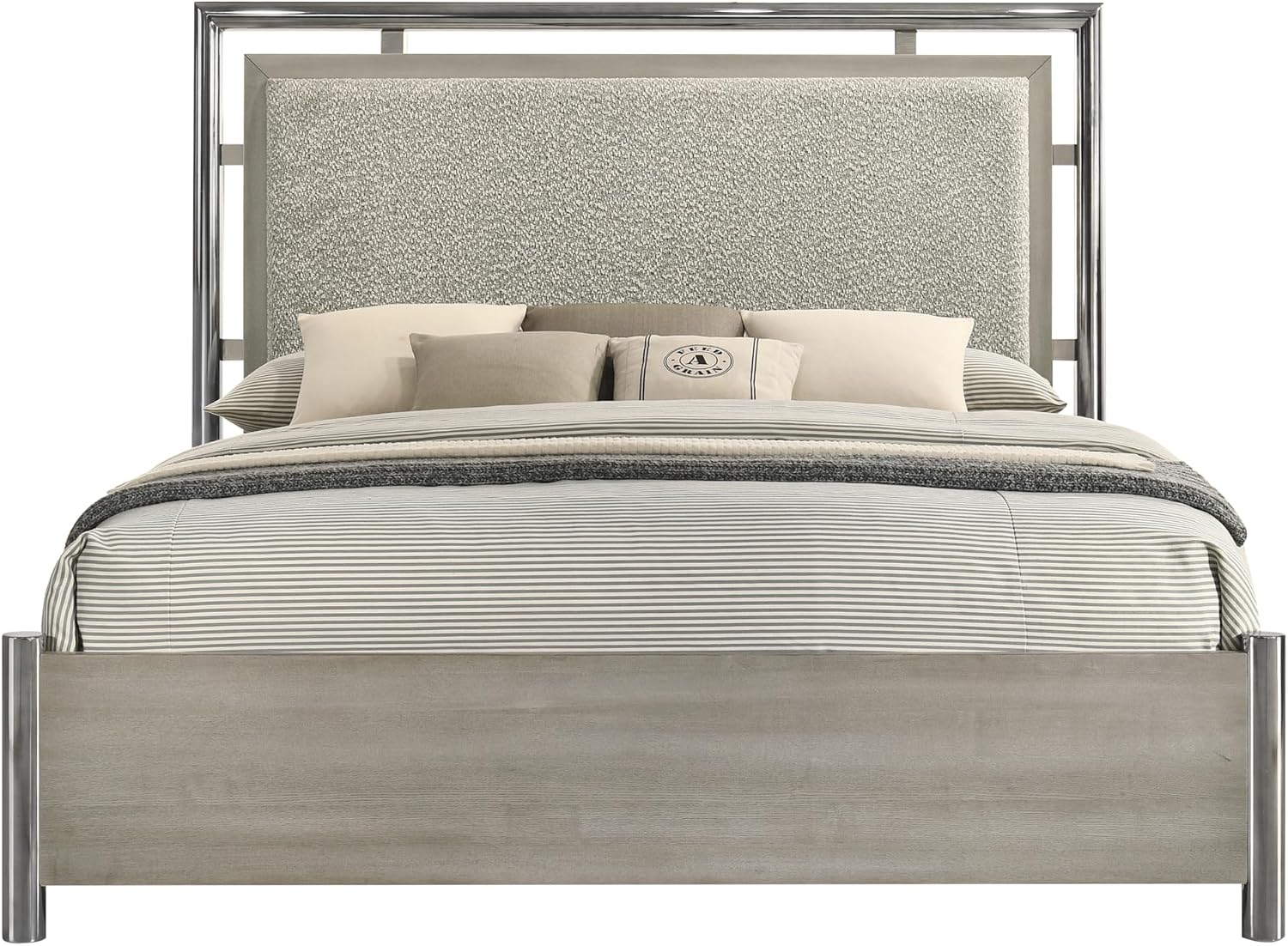 New Classic Furniture Lennox 5Pc Wood Cal King Bedroom Set w 2 Ns, Gray