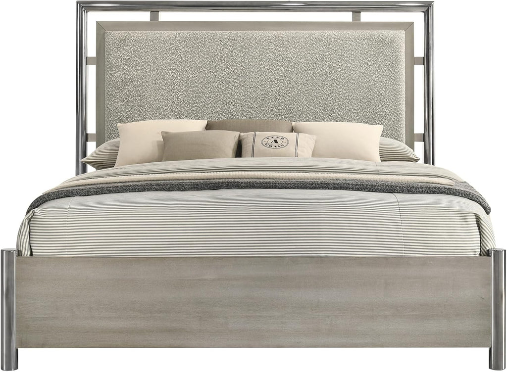 New Classic Furniture Lennox 5Pc Wood King Bedroom Set w 2-Nightstand, Gray