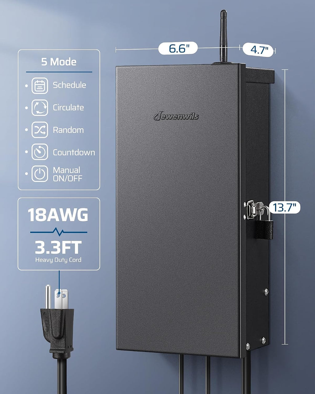 DEWENWILS 300W Low Voltage Landscape Transformer WiFi with 3 Zones, Outdoor Smart Low Voltage Transformer, 120V AC to 12/14V AC, Compatible with Alexa & Google Assistant, for Landscape Lighting