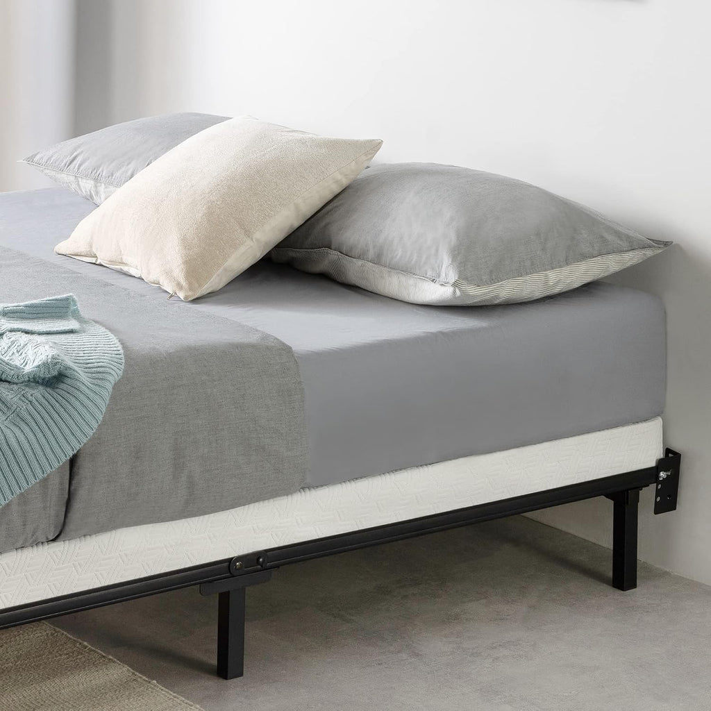 Best Price Mattress 4 Inch Metal Box Spring with Wood Slats, Full, Blue