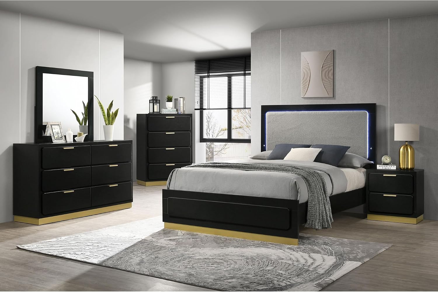 GOWE Sophia Black 5-Piece Eastern King Bedroom Set