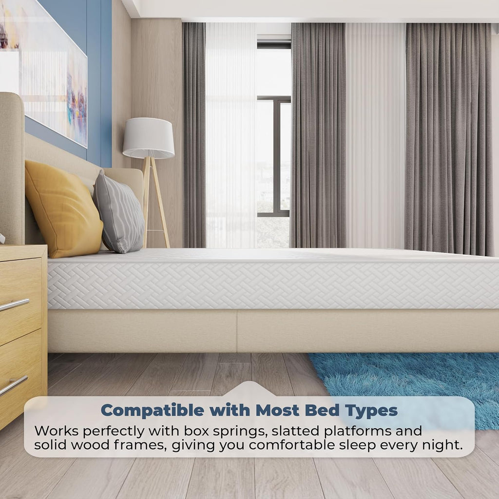 HomeLife Queen Mattress 6 Inches 60X80 White – Medium Firm Hybrid – Queen Size Mattress Pocket Coil Tight Euro Top High Density & Polyester Cover – Rolled in a Box