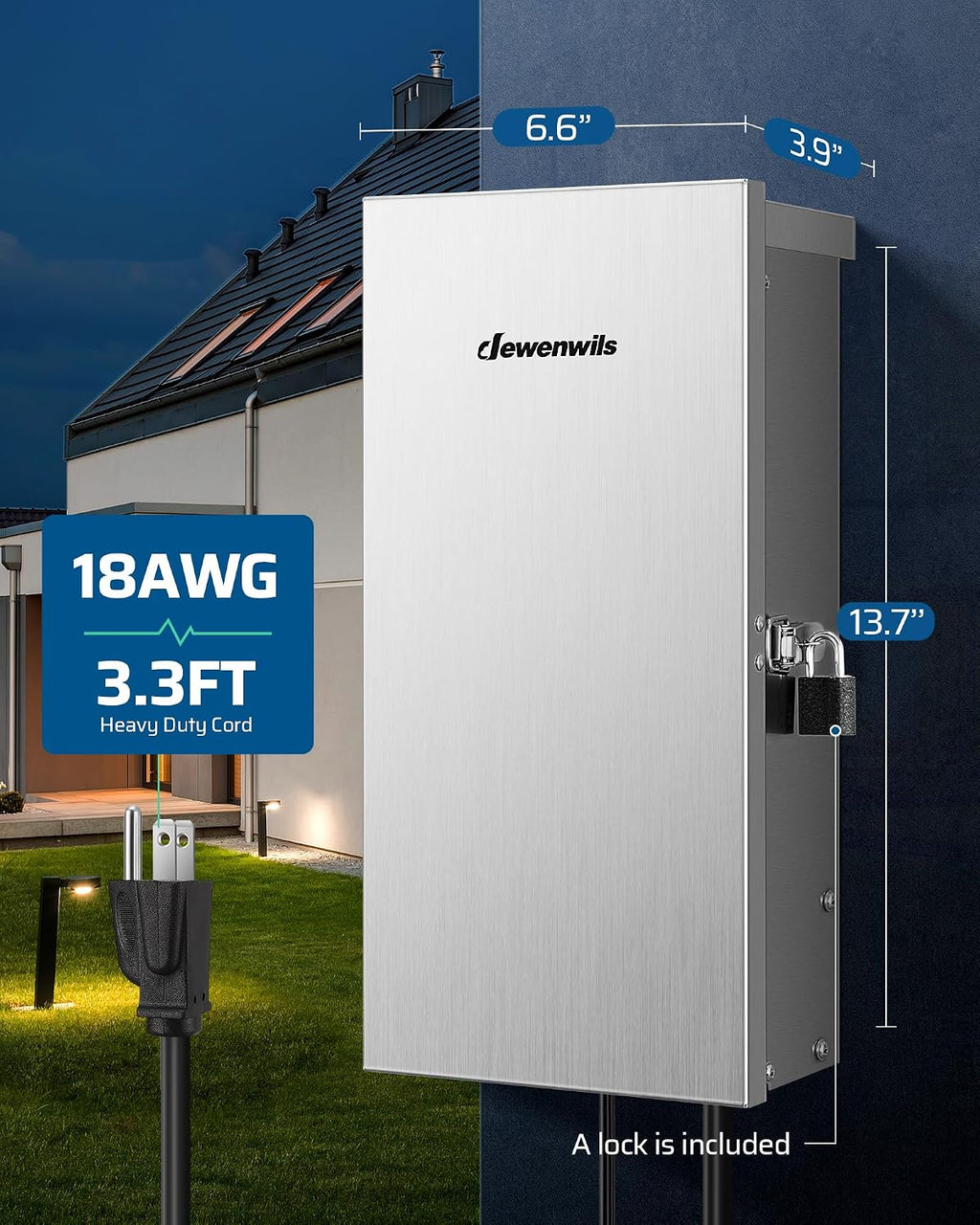 DEWENWILS 300W Wi-Fi Low Voltage Landscape Transformer with 3 Zones, 2.4Ghz Smart Low Voltage Transformer for Outdoor Lights, 120V AC to 12V/14V AC, Work with Alexa & Google Assistant, FCC Listed