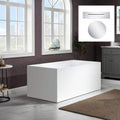 WOODBRIDGE 67' Acrylic Freestanding Bathtub Contemporary Soaking White Tub with Chrome Overflow and Drain，B0086-C-Drain&O