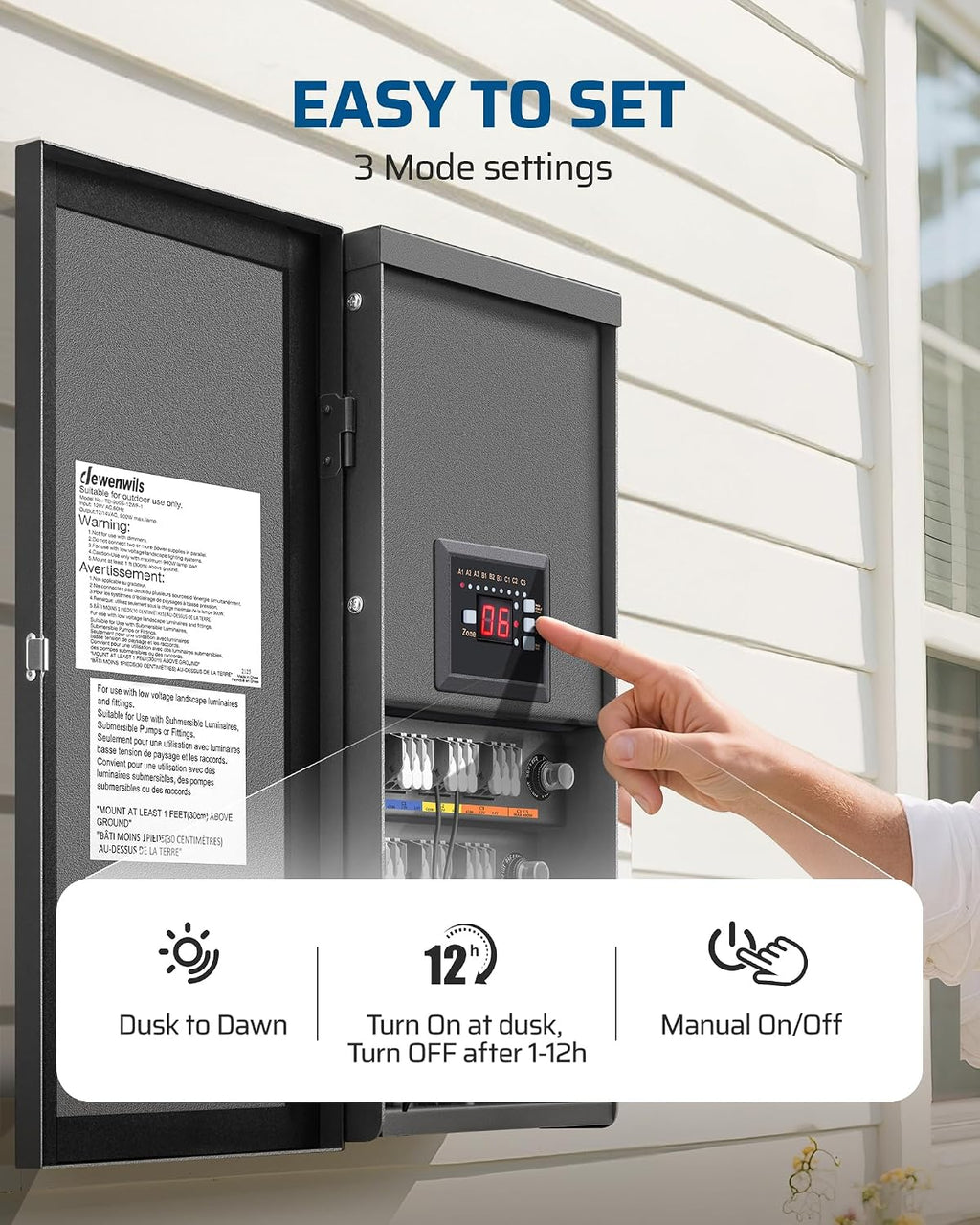 DEWENWILS 900W Low Voltage Landscape Transformer, LED Landscape Lighting Transformer with Timer & Dusk to Dawn Sensor, 120V AC to 12V/14V AC, Outdoor for Garden, Yard, Walkway