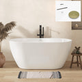 FerdY Bali 55' Freestanding Bathtub, Glossy White Freestanding soaking tub with Brushed Gold Drain & Integrated Slotted Overflow, cUPC Certified