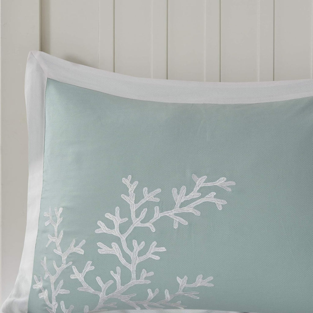 Harbor House 100% Cotton Duvet Cover, Jacquard Coastal Coral Duvet Cover Set – Light Weight Bed Comforter Covers, Coastline Blue Full/Queen (90'x90') 3 Piece