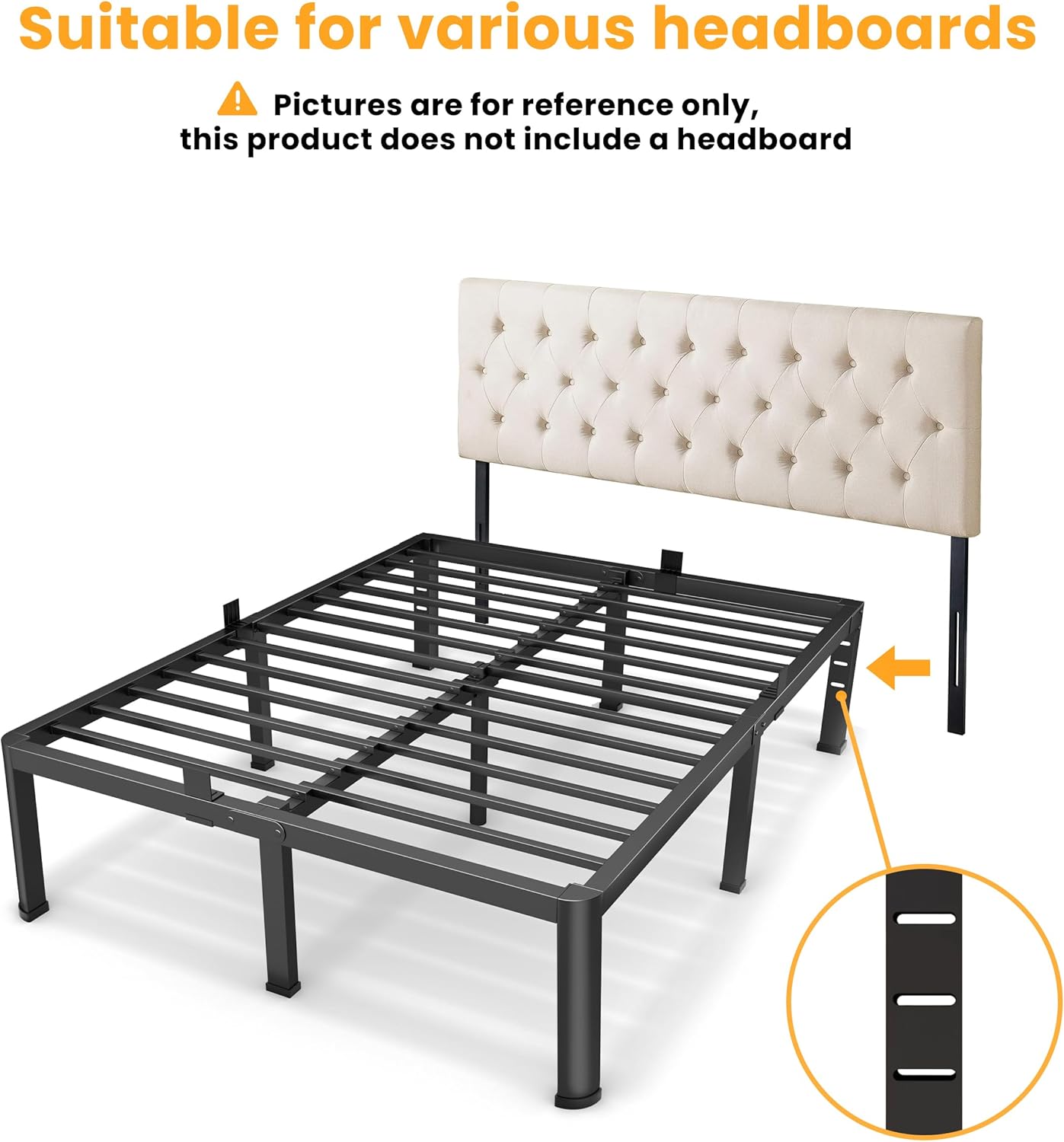 14 Inch California King Bed Frame, Metal Platform Bed Frame with Round Corner Legs, 3500 lbs Heavy Duty Steel Slats Support, No Box Spring Needed, Noise Free, Easy Assembly, Black