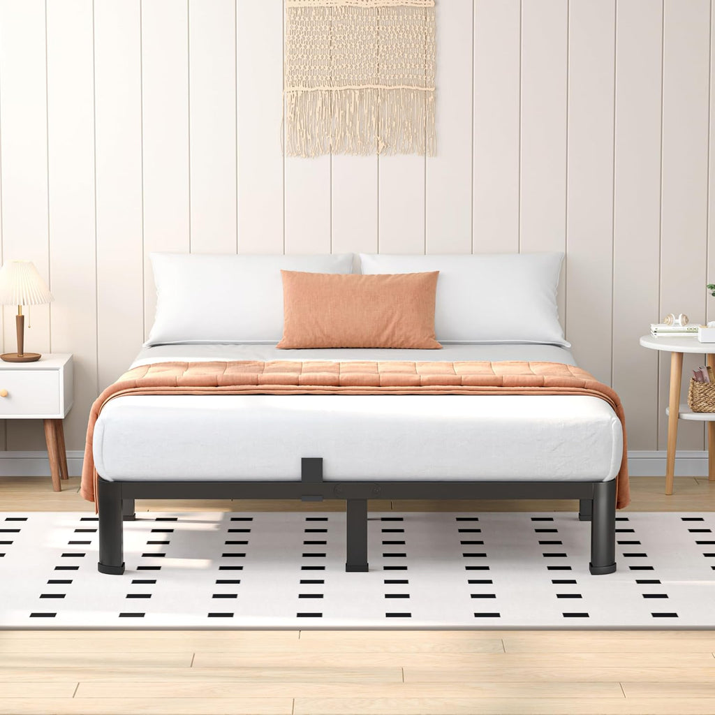 VIPSHOW 7 Inch Queen Heavy Duty 3500 lbs Bed Frame with Round-Corner Legs & Anti-Squeak Design – Quick Assembly Metal Platform, No Box Spring Needed