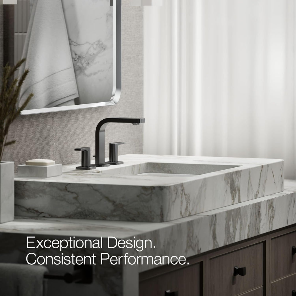 Kohler K-23484-4K-BL Parallel Widespread Bathroom Sink Faucet, 1.0 GPM, Lever Handles, Matte Black