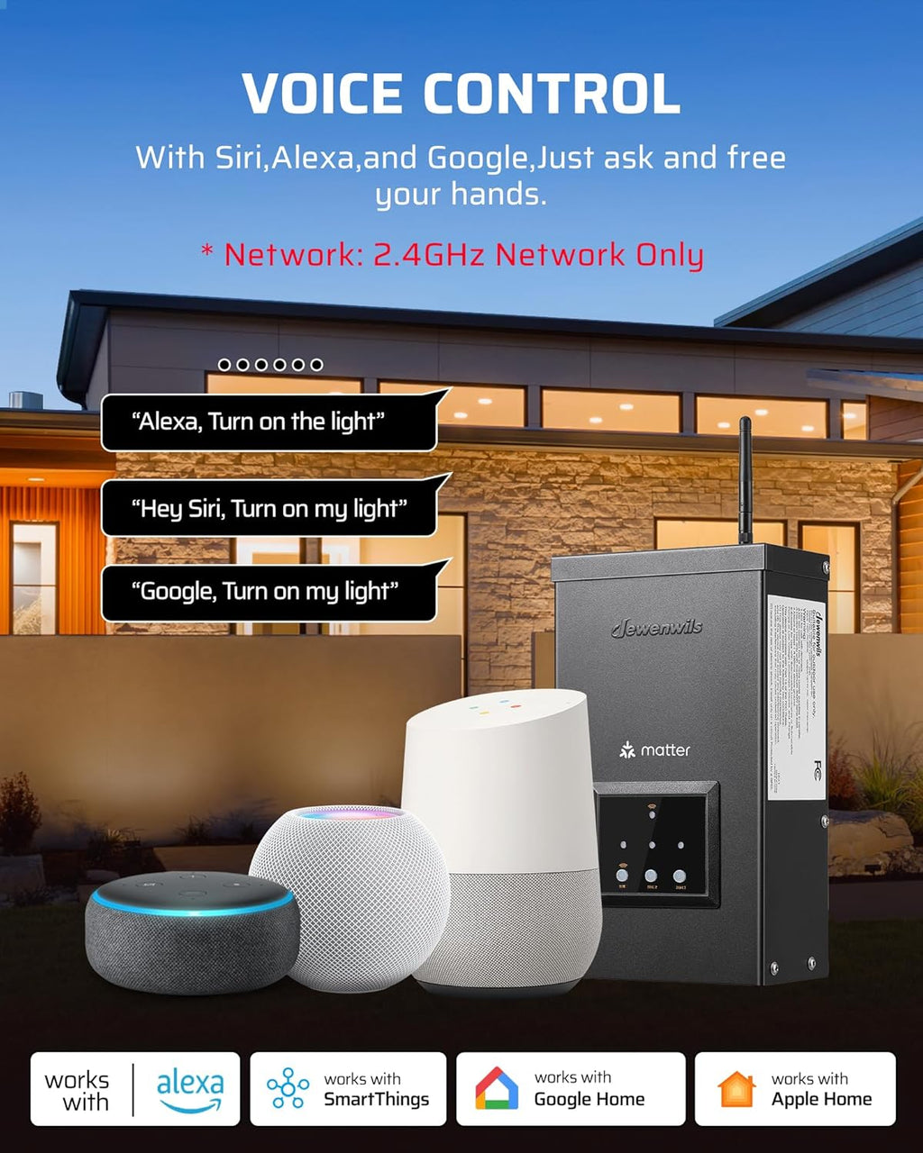 DEWENWILS 300W Matter Landscape Lighting Transformer, 120V AC to 12V/14V AC, WiFi Low Voltage Transformer, 3 Independent Outputs, Compatible with Alexa, Google Assistant