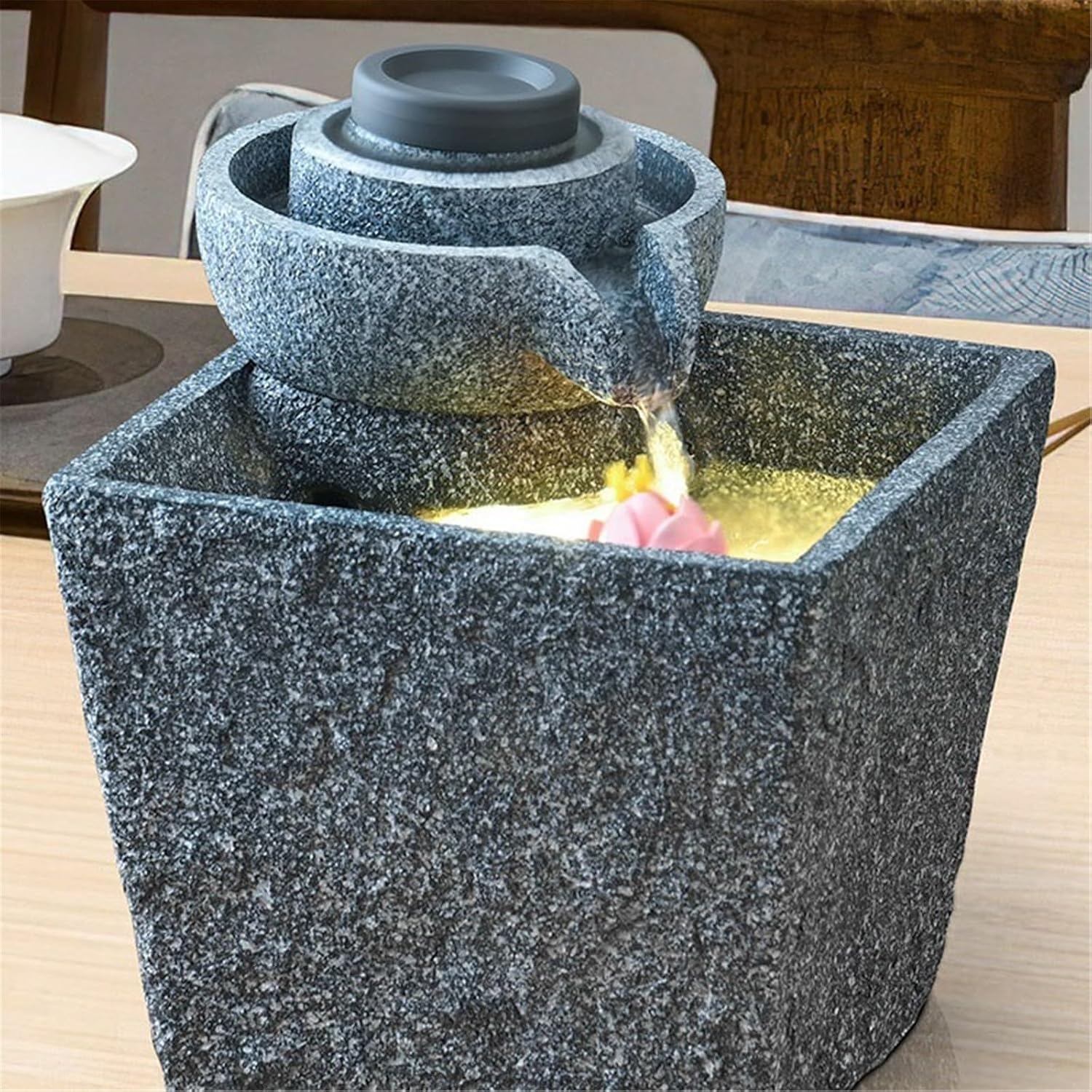 Tabletop Fountain Small Relaxing Indoor Fountain - Meditation for Home, Office, Bedroom(Large)