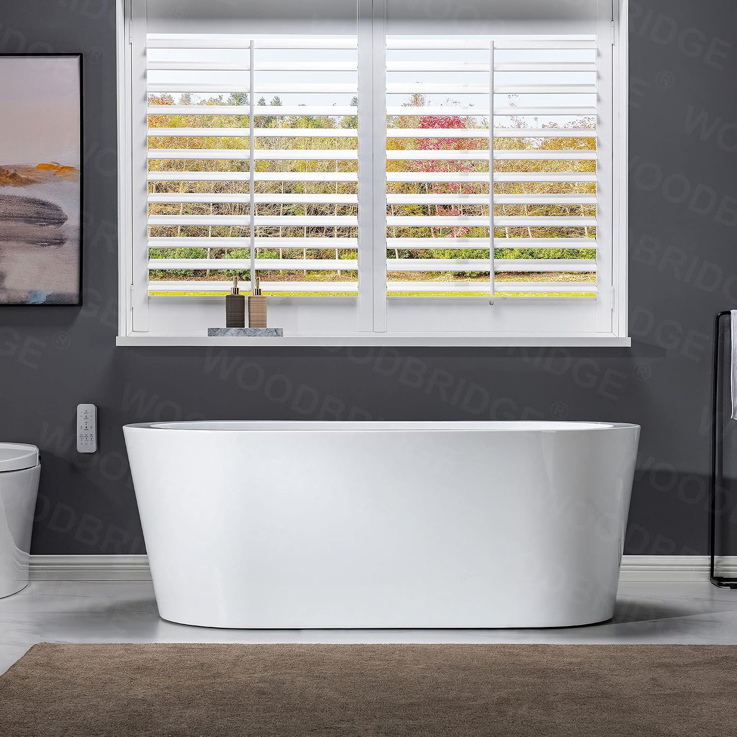 WOODBRIDGE 59' Acrylic Freestanding Bathtub Contemporary Soaking Tub, White Acrylic (Chrome Drain/Overflow),B0012 C-Drain &O