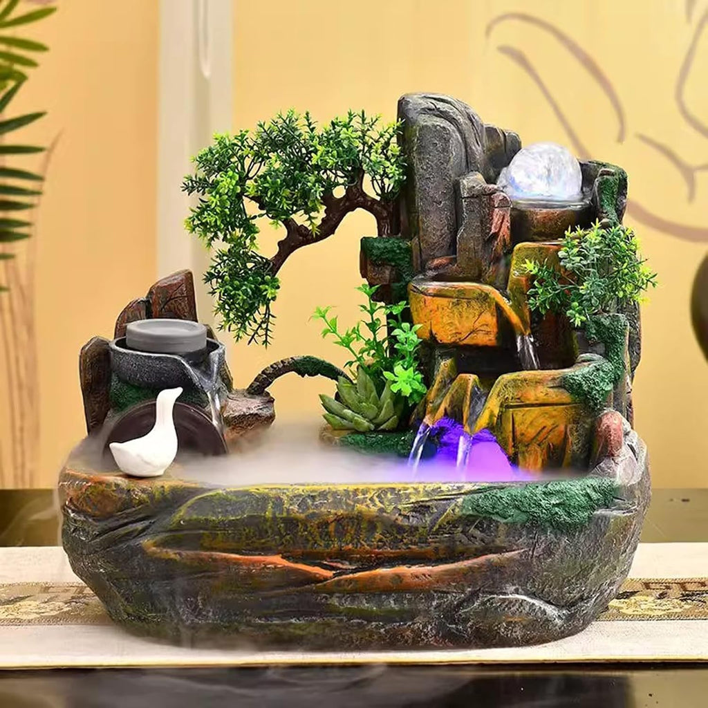 Indoor Water Fountain Living Room Fish Tank, Home Rockery, Fountain, and Water Dispenser Decoration, Zhaocai Landscape, Office Desktop Decoration Tabletop Wat,One Color-L