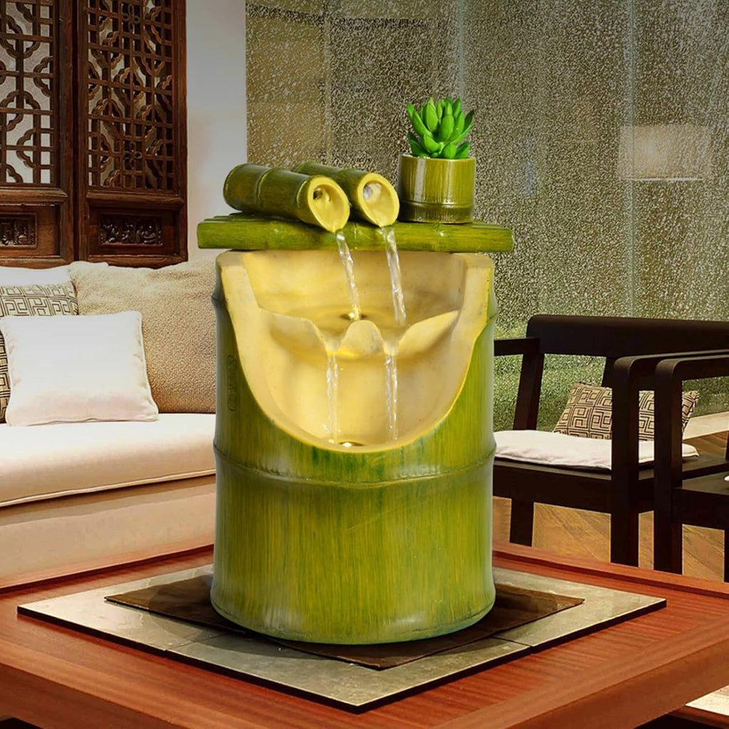 Tabletop Fountain Fountain and Flowing Water Decorations, Circulating Water Living Room, Office Desktop Decoration Decorations, Green Natural Desktop Decorations Desktop Fountain (Color : B)