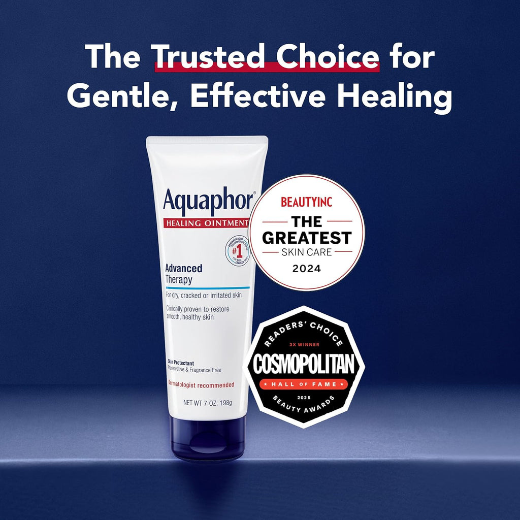 Aquaphor Healing Ointment Advanced Therapy Skin Protectant, Dry Skin Body Moisturizer, 7 Oz Tube (Pack of 12)