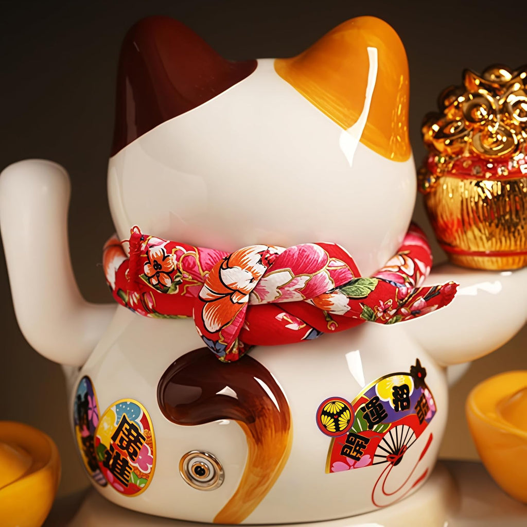 Tabletop Water Fountain Indoor with Maneki Neko, Money Lucky Cat, Fish Tank Decorations for Feng Shui Decor & Gifts for Home, Feng Shui Statue, Chinese New Year Decoration, Chinese Decor & Gifts (C)