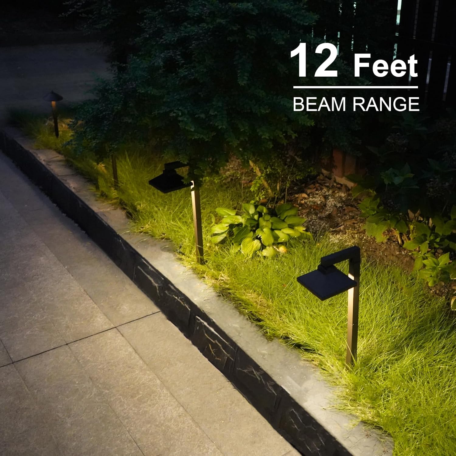 GOODSMANN Low Voltage Landscape Lights 6PK Landscape Lighting 1.5W LED 100 Lumen 12V AC Walkway Lights Wired Warm White with Cable Connectors Metal Stakes Compatible with Landscape Transformer