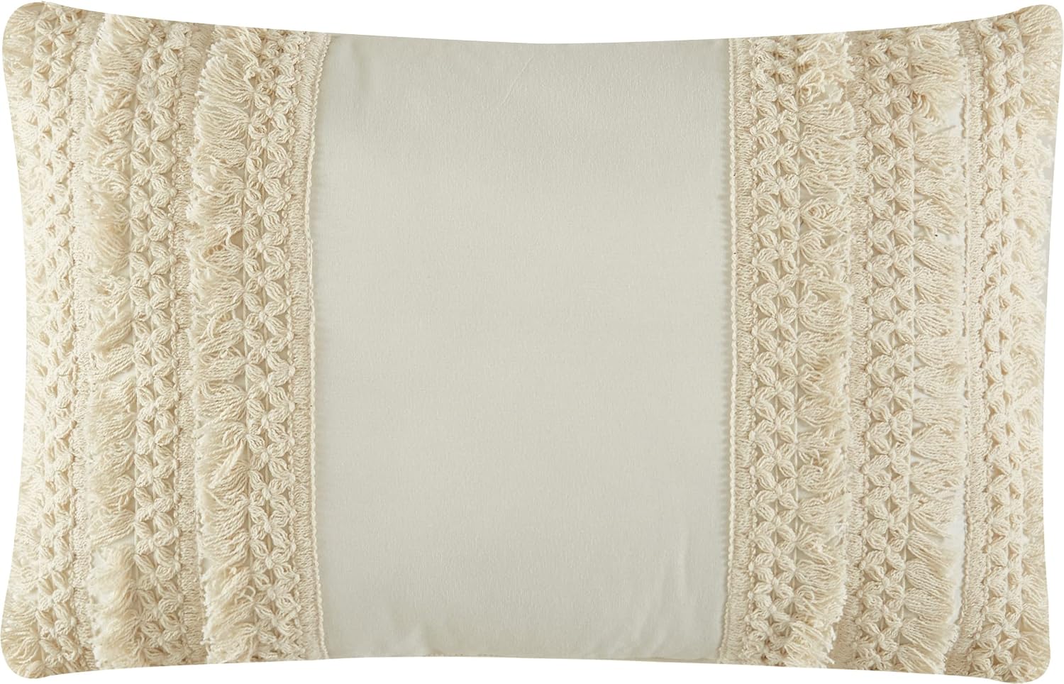Stratford Park Beige/Ivory Boho Geometric King Size Comforter Set, 7 Piece, Print & Terry Embroidery Ultra Soft, Premium Microfiber, Home Decor