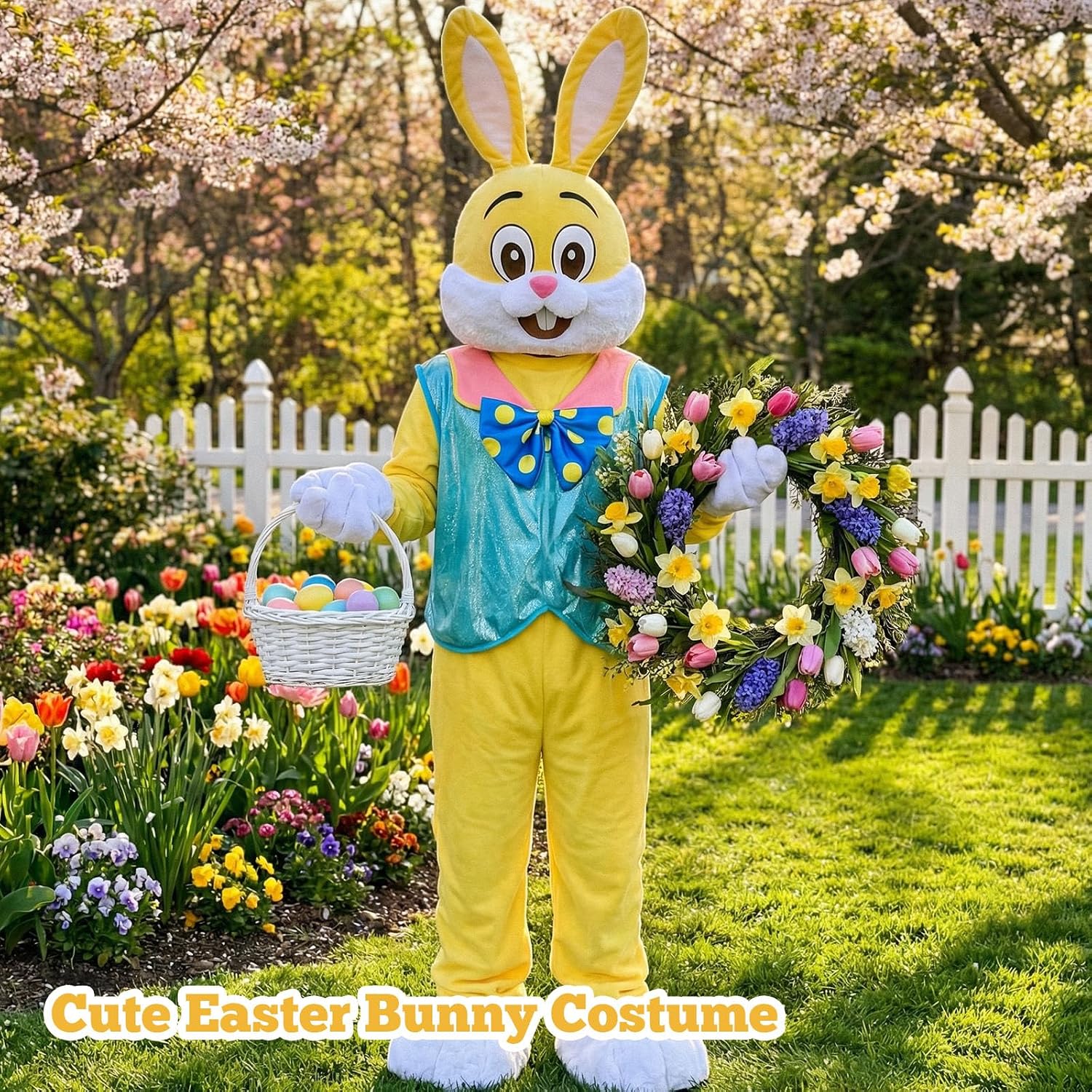 Syhood Easter Bunny Costume Adult Bunny Suit Outfit Rabbit Mascot Costumes for Men Women Easter Celebrations Events Cosplay