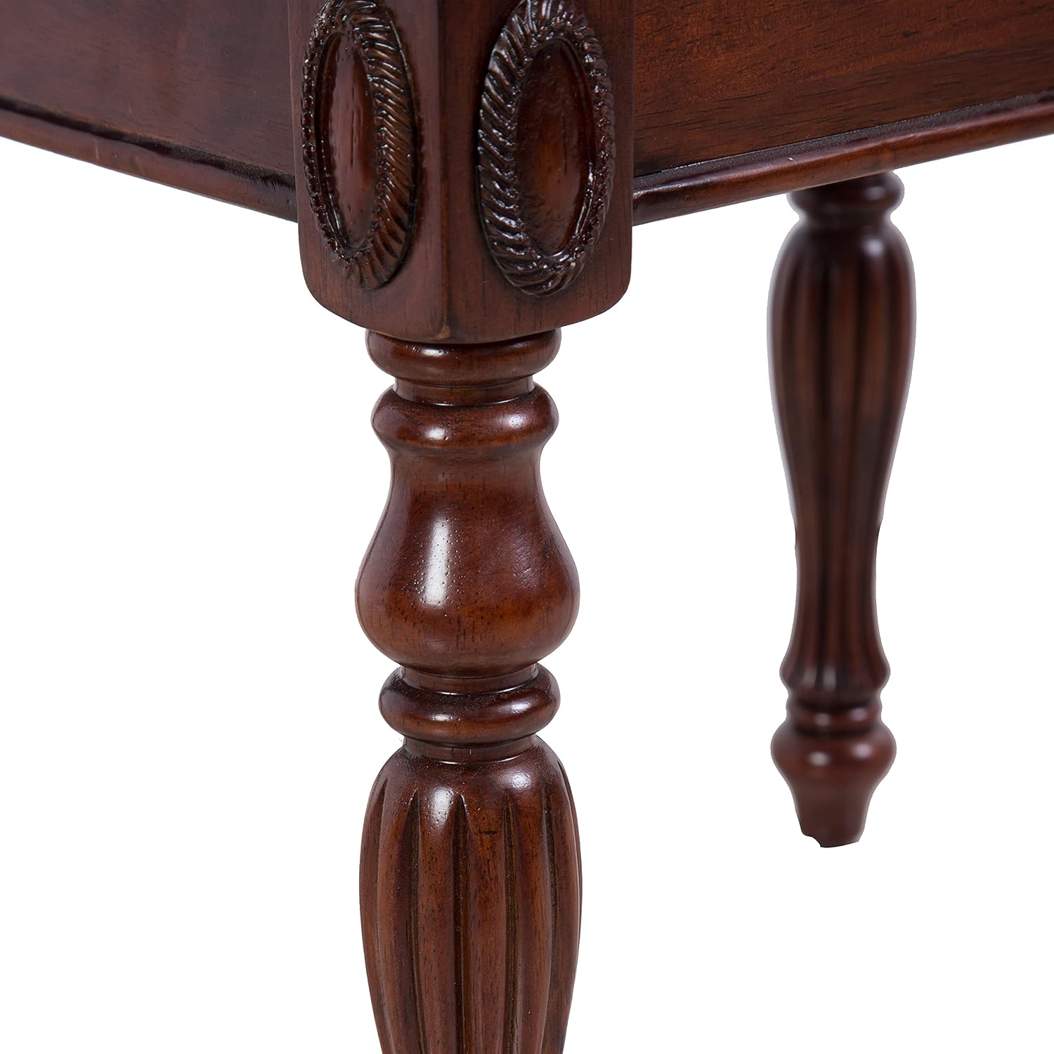 Vanity Stool Bench for Makeup Room, Upholstered Piano Bench with Faux Leather, Shoe Bench with Carved Wood Leg, 18.5' x 14.2' x 19.1' Bed End Benchs, Tool-free Assembly, Walnut &Cherry Brown FD1533BN