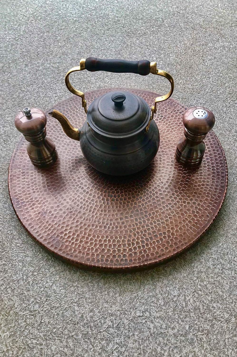 Premier Copper Products LS18DB 18-Inch Hand Hammered Copper Lazy Susan, Oil Rubbed Bronze