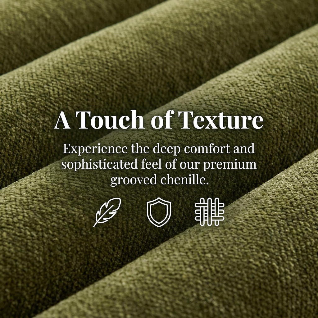 ROCITY Green Upholstered Bench Modern End of Bed Bench Chenille Fabric Bedroom Bench for Entryway Living Room Vanity Makeup Room, 47' Long, Wooden Legs