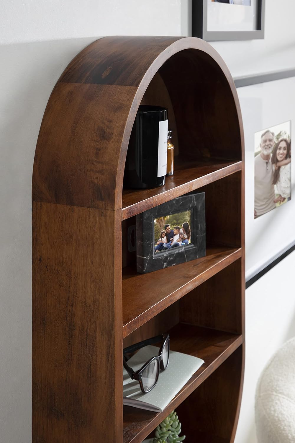 Kate and Laurel Hutton Midcentury Capsule Wall Shelf; 16 x 28; Walnut Brown; Geometric Decorative Shelves for Wall