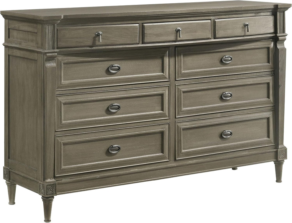 Coaster Home Furnishings Alderwood Transitional 5-Piece Bedroom Set Fabric Upholstered California King Size Wingback Bed Frame 62-inch Headboard French Grey 223121KW-S5