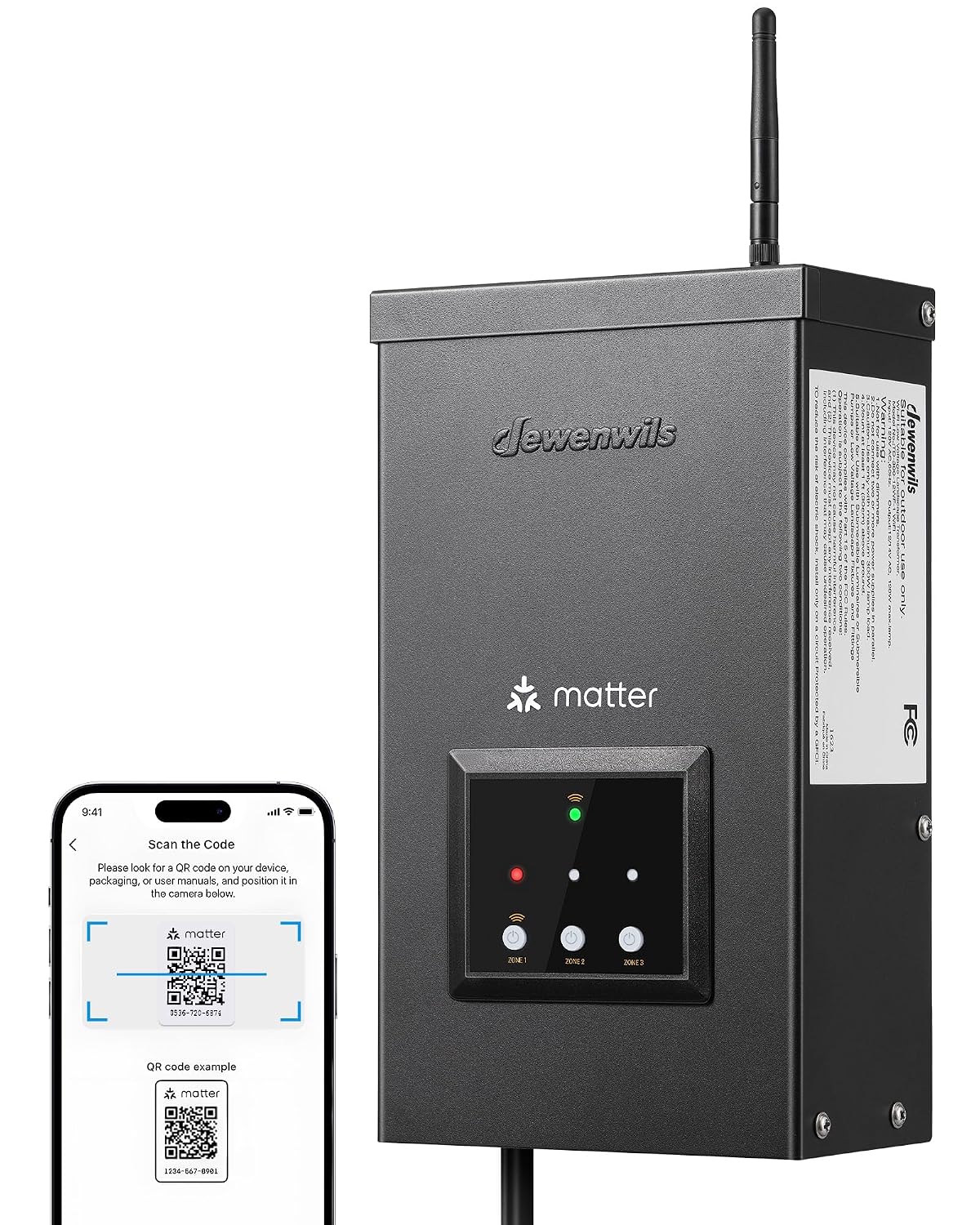 DEWENWILS 300W Matter Landscape Lighting Transformer, 120V AC to 12V/14V AC, WiFi Low Voltage Transformer, 3 Independent Outputs, Compatible with Alexa, Google Assistant