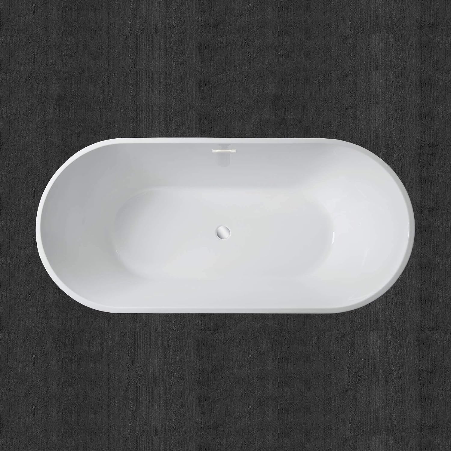 WOODBRIDGE 59' Acrylic Freestanding Bathtub Contemporary Soaking White Tub with Chrome Overflow and Drain,B0014-CH