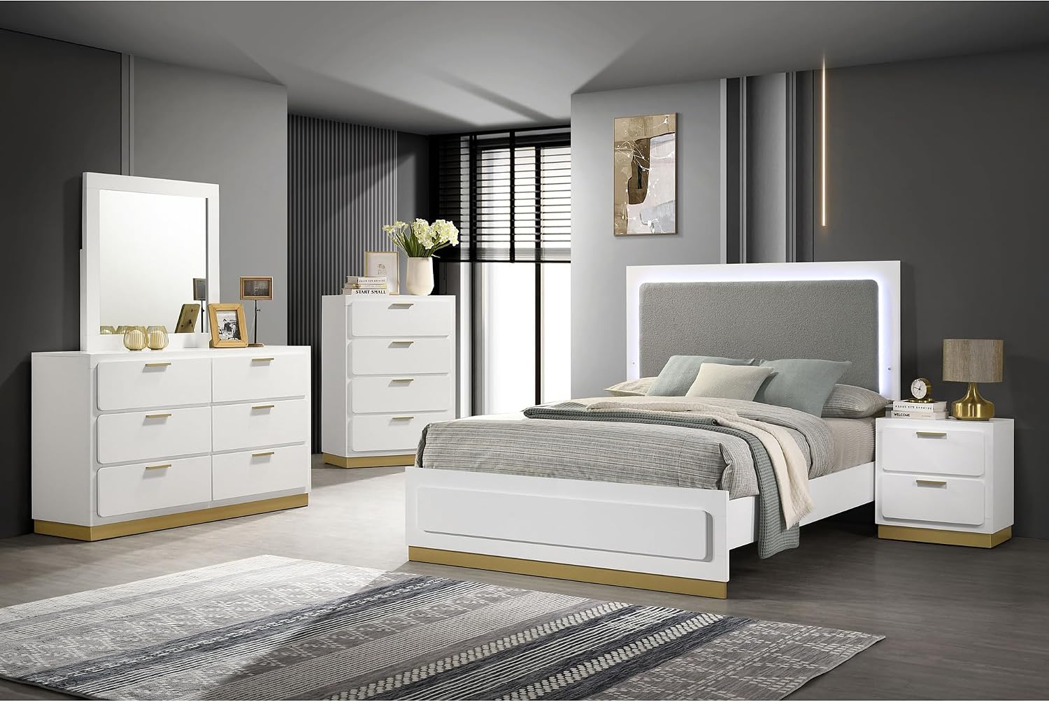 White 5-piece Eastern King Bedroom Set