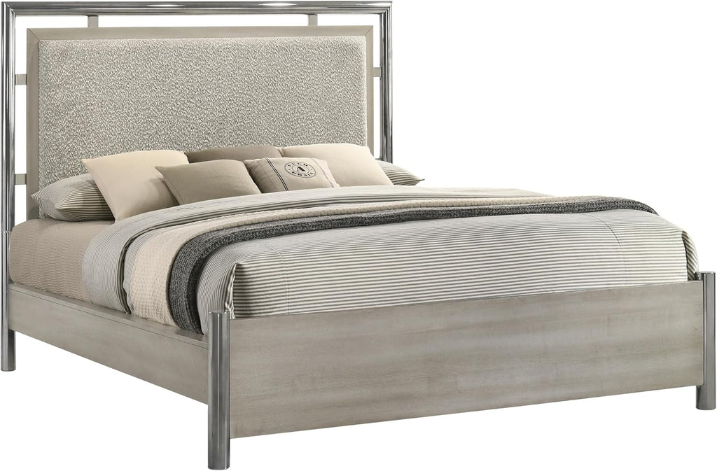 New Classic Furniture Lennox 5Pc Wood Cal King Bedroom Set w 2 Ns, Gray