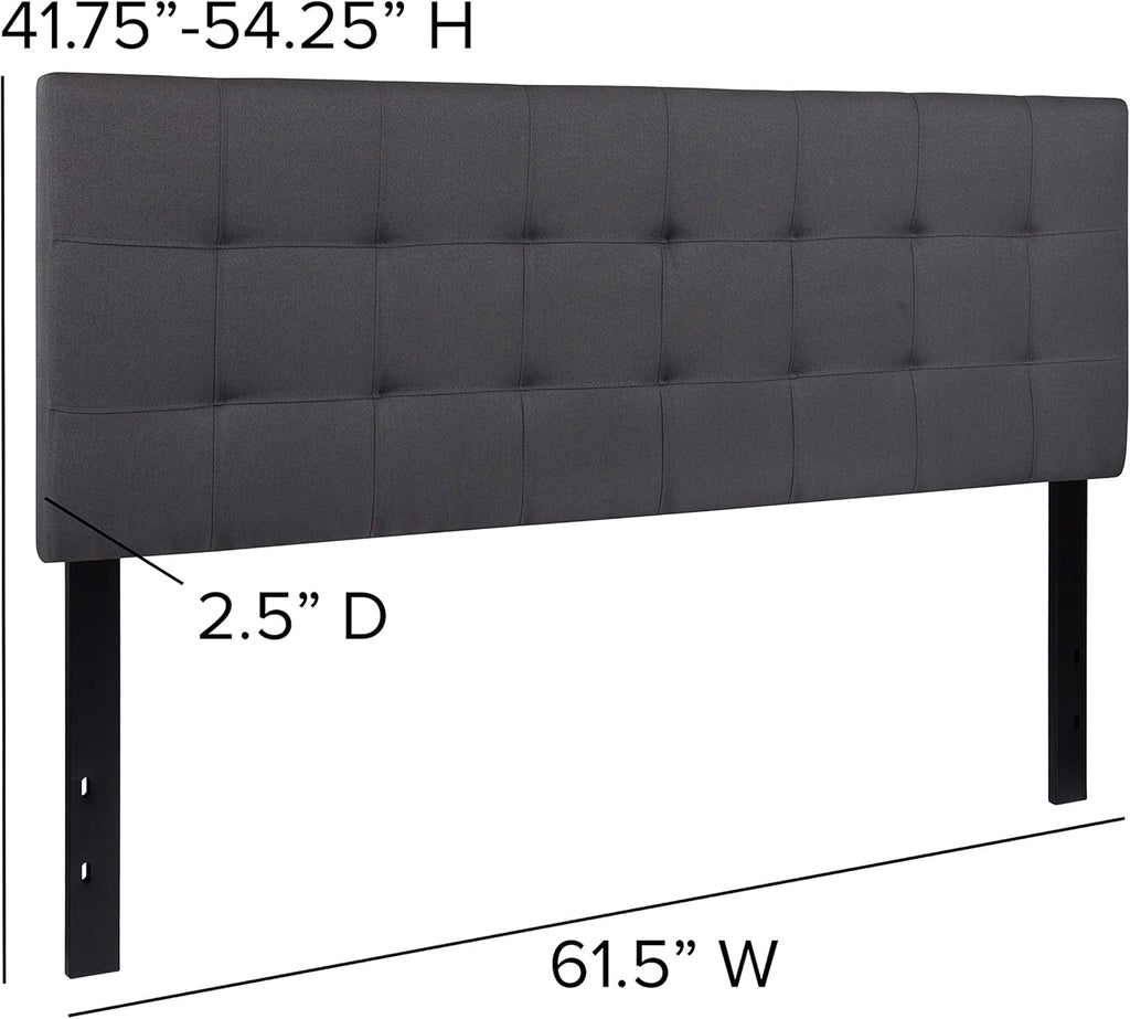 Flash Furniture Bedford Tufted Upholstered Queen Size Headboard in Dark Gray Fabric