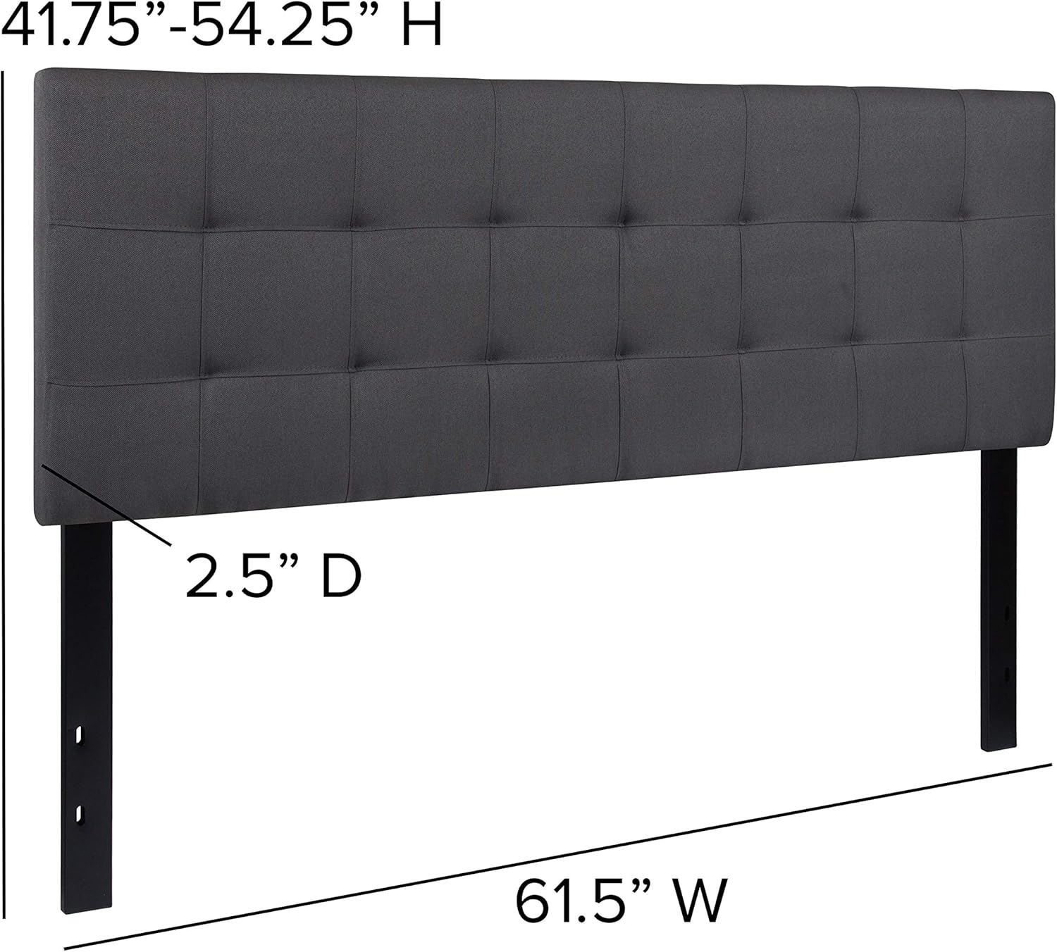Flash Furniture Bedford Tufted Upholstered Queen Size Headboard in Dark Gray Fabric