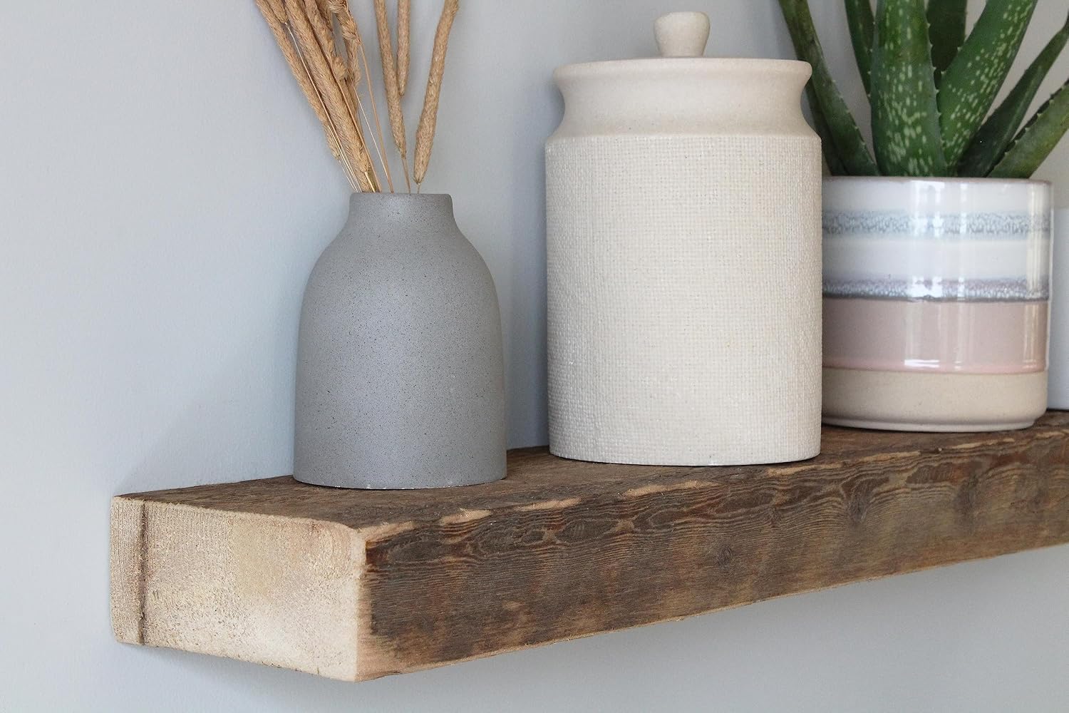 Urban Legacy Reclaimed Barnwood Planks | Floating Shelves for Wall w/Flush Mount Shelf Bracket Set Included | Set of 2 (Natural, 24'x 4.5'x 2')
