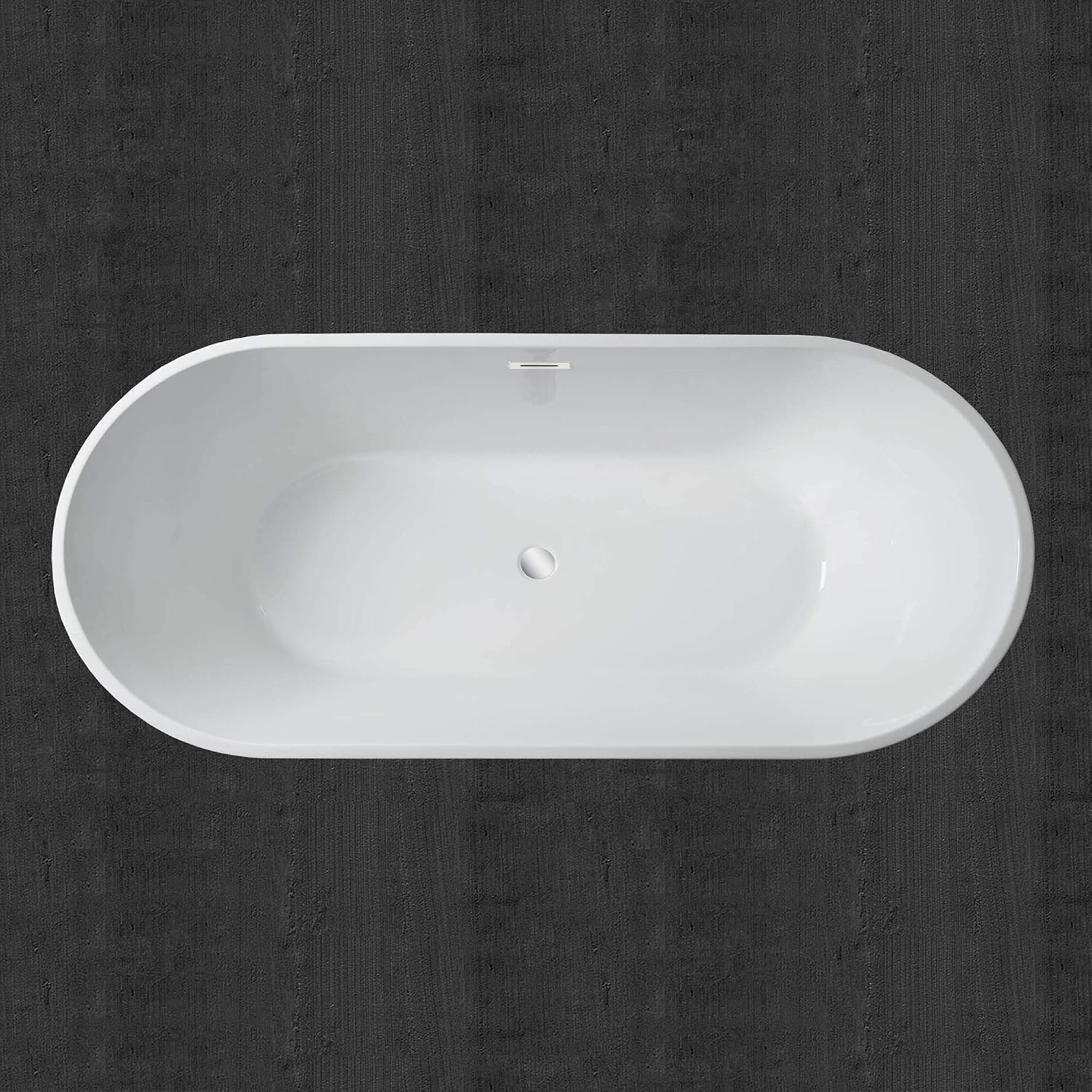 WOODBRIDGE 71' Acrylic Freestanding Bathtub Contemporary Soaking White Tub with Chrome Overflow and Drain,B1701-CH